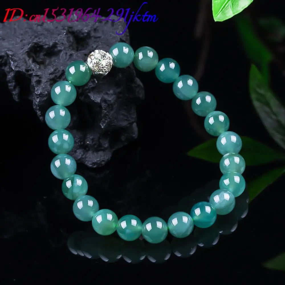 Natural Burmese Jadeite Bead Bracelet Bangle Accessories Carved Gemstone Jewelry Real Jade Amulet Designer Gifts for Women