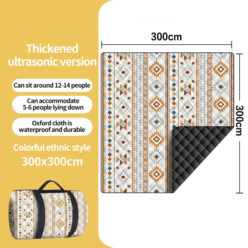 300x300cm Waterproof Picnic Mat Large Beach Blanket Machine Washable Outdoor Beach Mat With Carrying Handle For Camping Beach