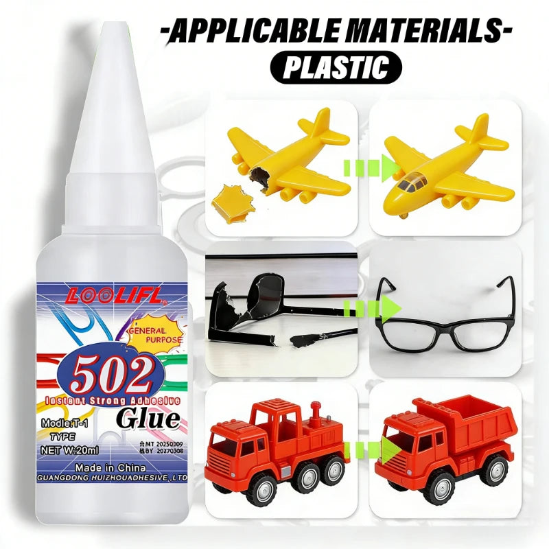 502 Super Glue Instant Strong Transparent Adhesive Cyanoacrylate Quick Dry for Toy Plastic Model Craft Repair
