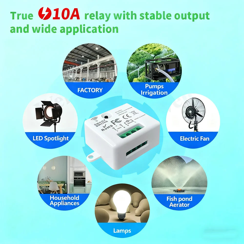 Mini Wireless Smart Light Switch with Remote Control 1000M Distance 433 Mhz RF Relay Receiver 220V Swi