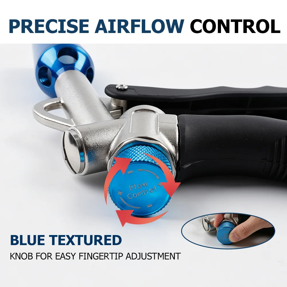 3-IN-1 Adjustable Air Blow Gun High Flow Pneumatic Dust Gun with 1/4" Air Inlet for Industrial Cleaning/Workshop Pneumatic Tool