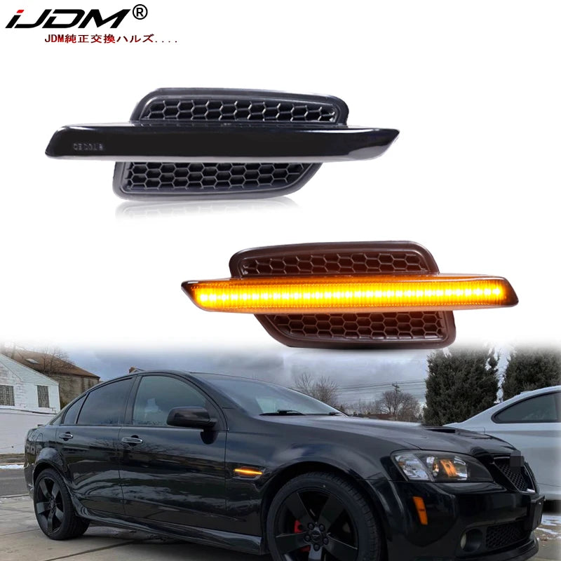 2pcs For 2008-2009 Pontiac G8 Front Bumper Side Marker LED Lights Lamps Amber Turn Signal Light/Clearance Lights DRL T10 12V