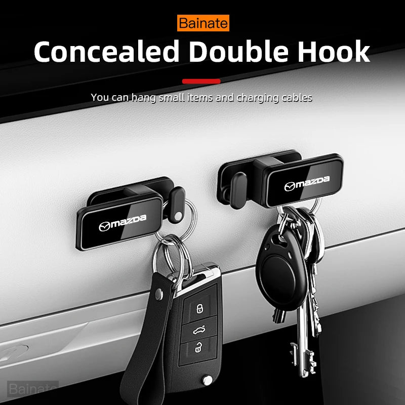 For Mazda 2 3 5 6 CX-60 CX-90 CX-70 CX-7 2026, Mini Car Hook Interior Storage Self-Adhesive Dashboard Hanger Key Bags Cup Hooks