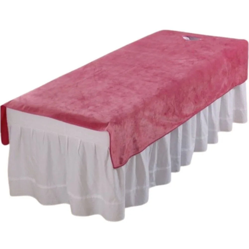 Comfortable SPA Bedspread with Face Hole Thickened Soft Beauty Salon Bed Sheets Velvet Cosmetic Bed Sheet