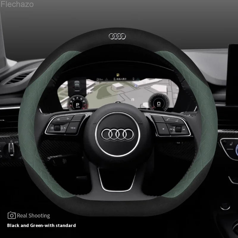 Car Steering Wheel Cover For Audi ABT A1 A2 A3 A4 A5 A6 A7 A8 Q2 Q3 Q4 Q5 Q7 Q8 TT RS3 RS4 RS5 RS6 RS7 S3 S4 S5 S6 S7 S8 S line