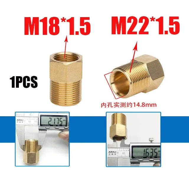 Reducing Brass Fitting 3/8" 1/2" M14 M18 M22 Thread Connector Male Female Adaptor Pressure Washer Gun Hose Connector
