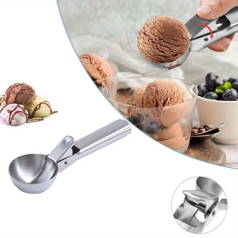 Ice Cream Scoop Set with Release Trigger Ideal for Ice Cream Frozen Yogurt Fruit and Sundaes Includes Small and Large Scoops