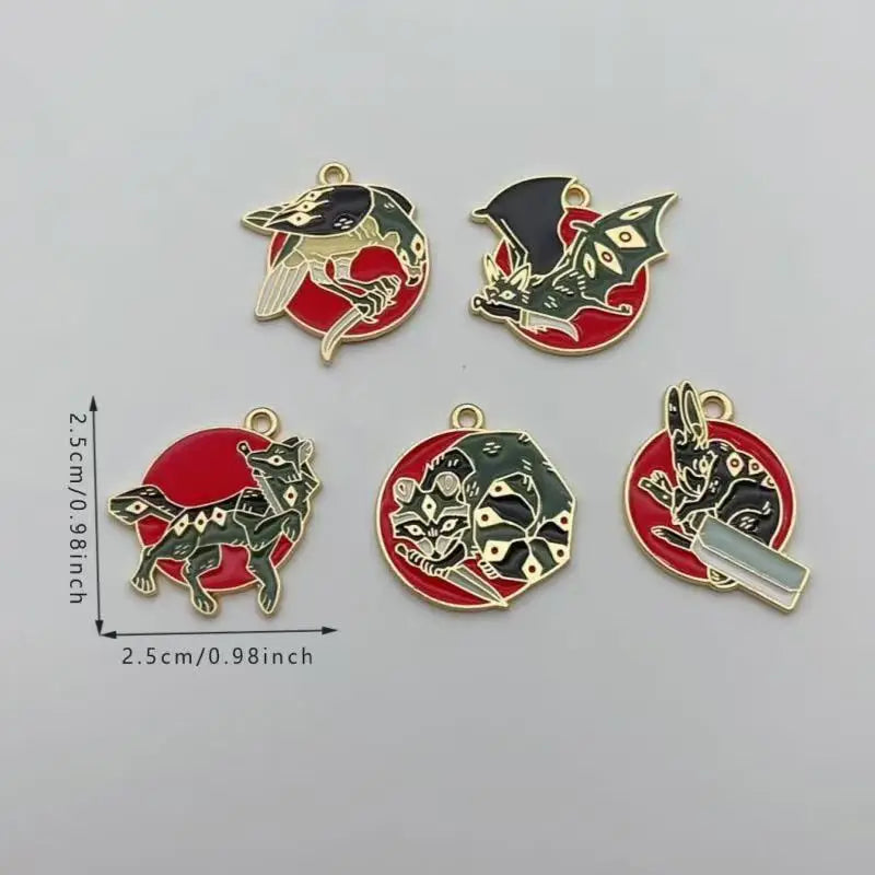 10pcs cartoon oil bird bat rabbit fox animal pendant pendant DIY necklace earrings bracelet accessories