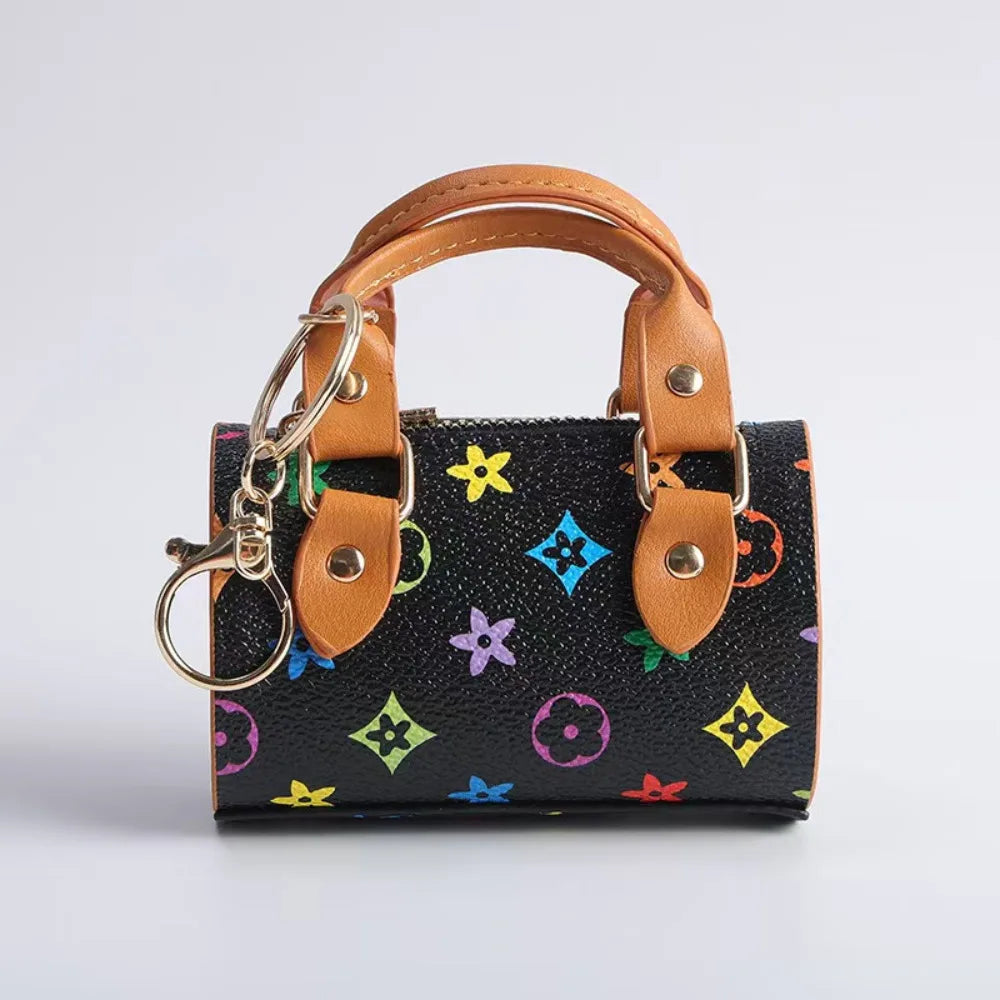 European Cute Mini Personalized Earphone Bag Old Flower Mini Bag French Stick Bag Keychain Pendant Bag Accessories