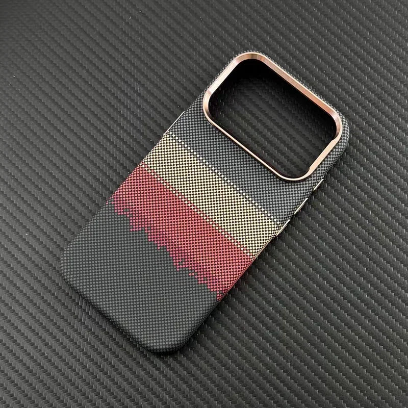 Luxury Ultra Thin Carbon Fiber Magnetic Case for iPhone 17 16 15 Pro Max Magnets Wireless Charging Alloy Lens Shockproof Cover