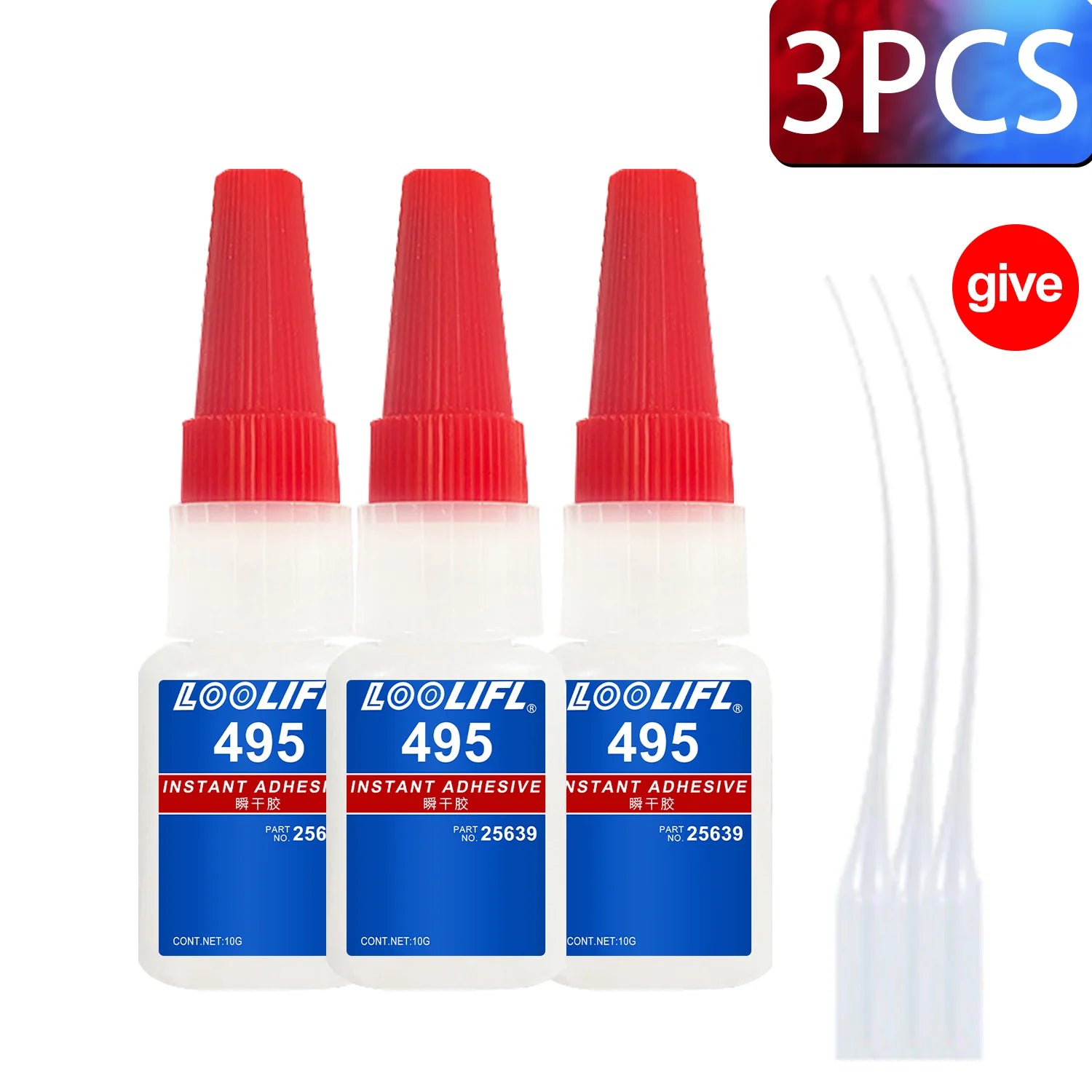 LOOLIFL 414/495 Instant Strong Super Glue Universal Superglue Mighty Instant Glue for Resin Ceramic Metal Glass Fast Dry Tool