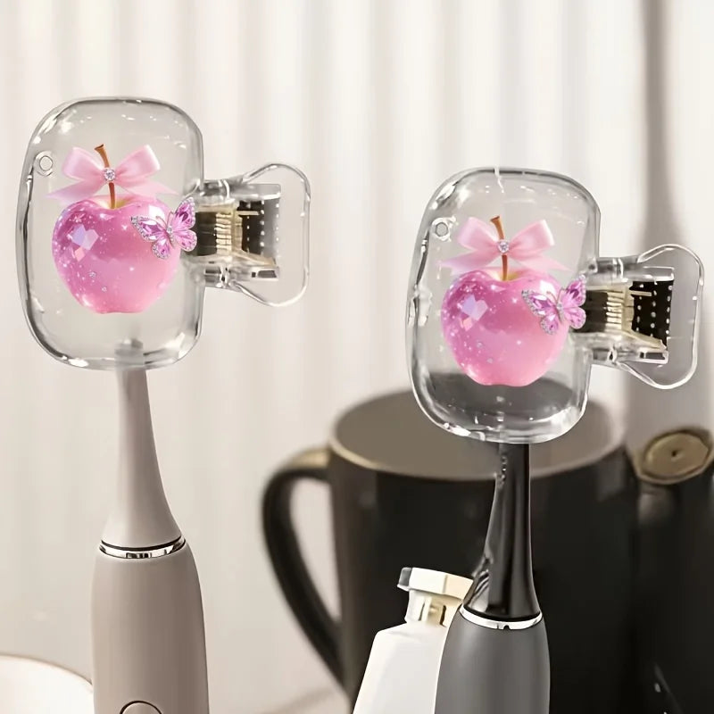 2pcs Beautiful Pink Apple Toothbrush Case Portable Dustproof Odorless Toothbrush Holder with Ventilation Holes Gifts For Family