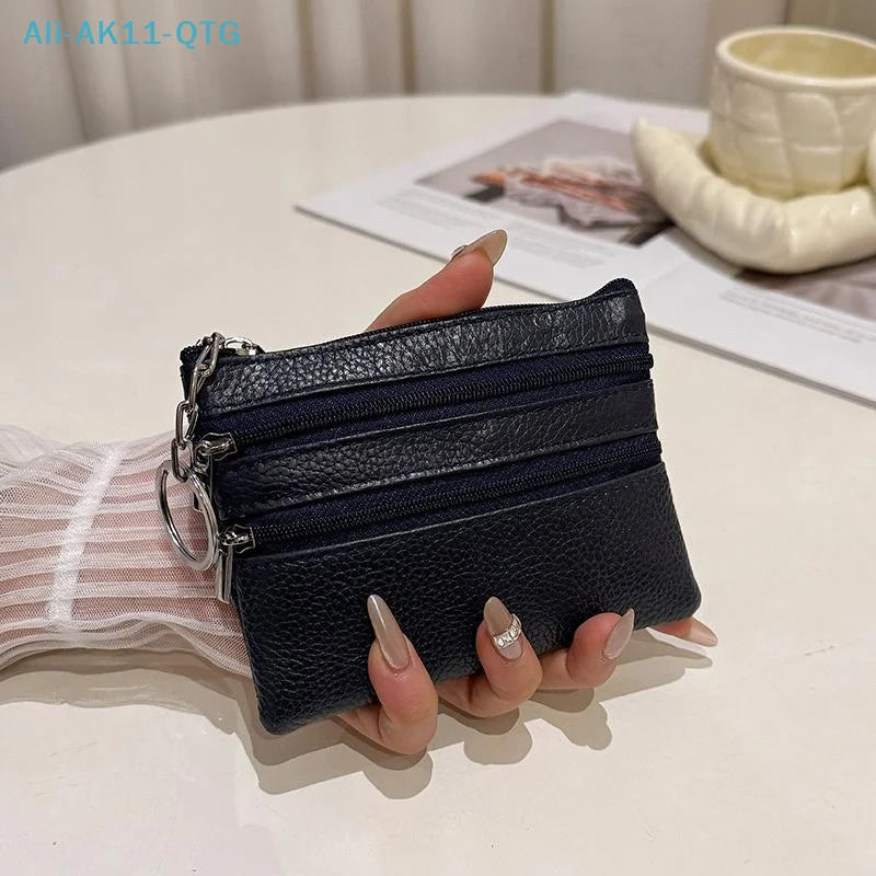 NEW PU Leather Portable Money Coin Purse Key Ring Waterproof Zipper Wear Resistant Credit Card Holder For Men Women