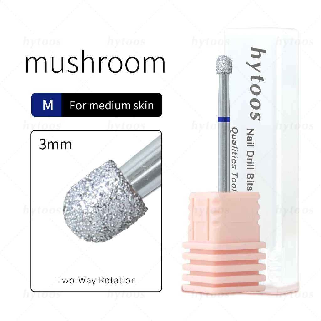 HYTOOS Mushroom Diamond Nail Drill Bits Chrome Pro Russian Cuticle Bit for Nail Drill Dead Skin Cleaner Nails Pre-treatment Tool
