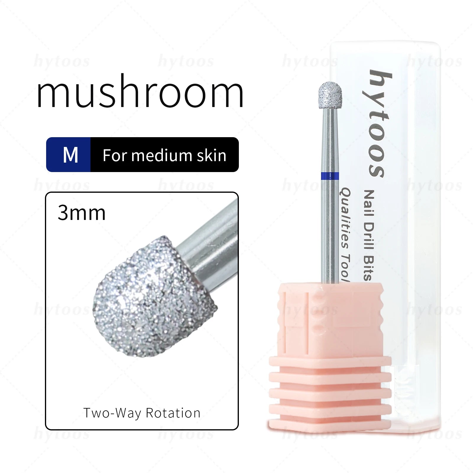HYTOOS Mushroom Diamond Nail Drill Bits Chrome Pro Russian Cuticle Bit for Nail Drill Dead Skin Cleaner Nails Pre-treatment Tool