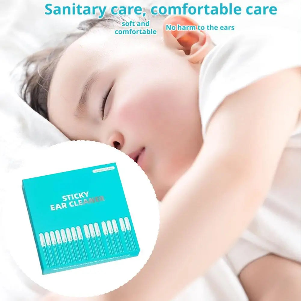 24Pcs Sticky Ear Care Sticks Soft Silicone Adhesive Tips Disposable Reusable Personal Hygiene Wand for Adults Kids Outer Ear