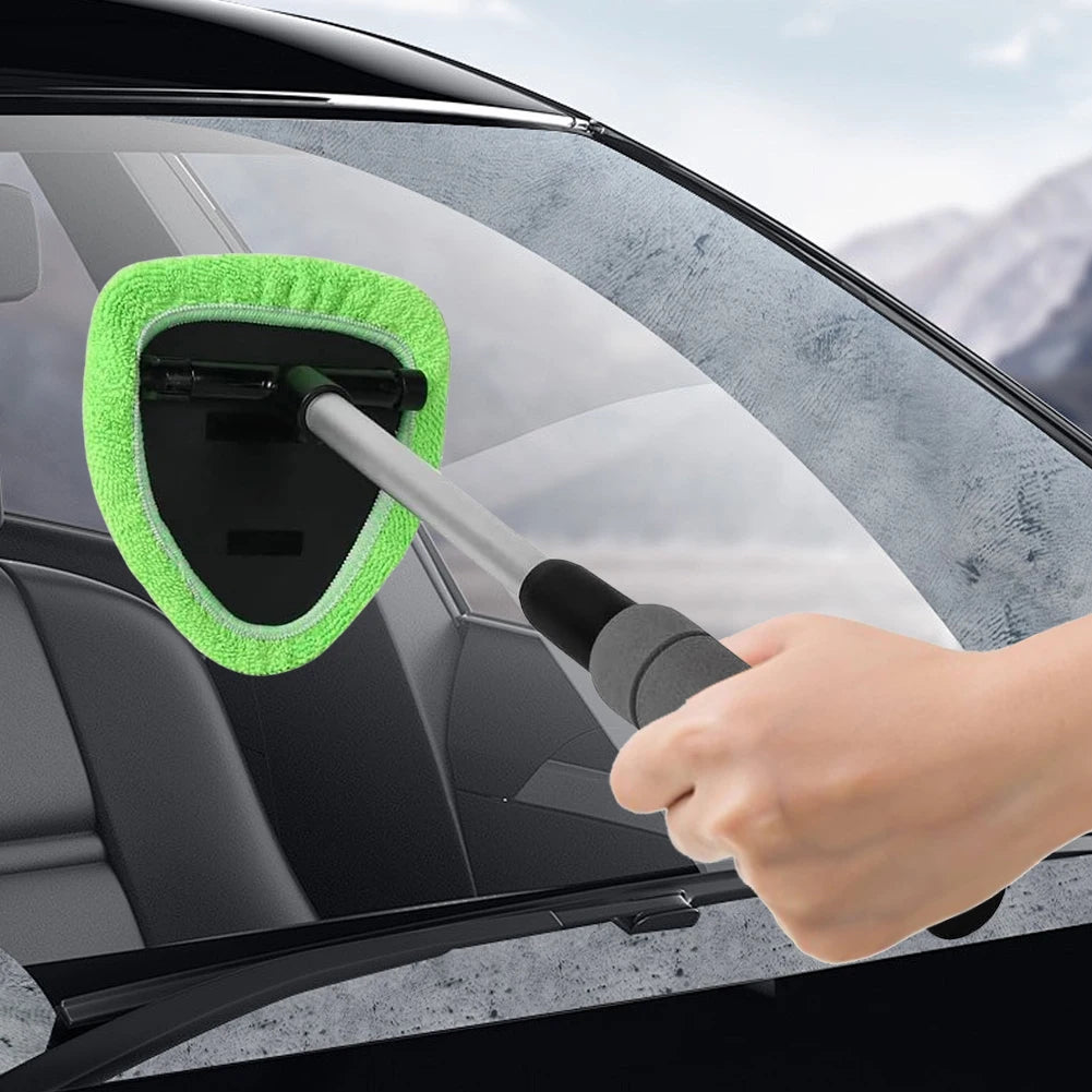 Windshield Cleaner with 2 Microfiber Pads Car Window Cleaning Wash Kit Extendable Handle Car Glass Cleaner for Car & Home Use