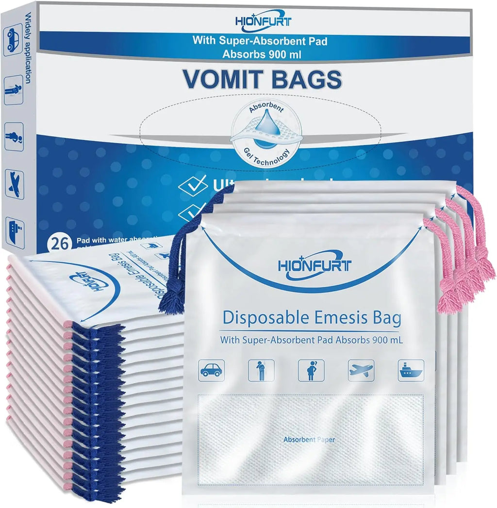 12/26Pcs Leak-Proof Gel Vomit Bags, 900ml Absorbable for Travel, Cars, Pregnancy
