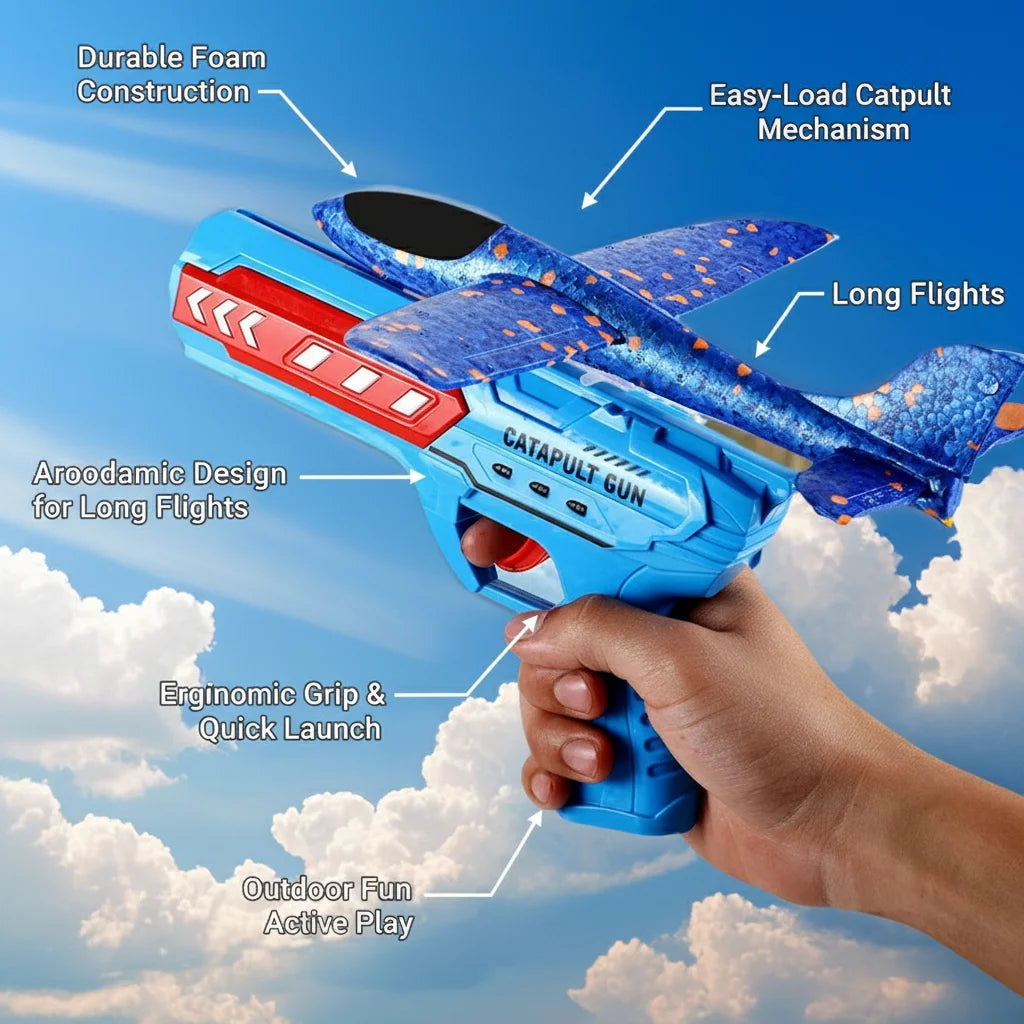 Airplane Launcher Toys Outdoor Sports Flying Toys Children's Foam Ejection Aircraft Toys Birthday Gifts for Boys Girls