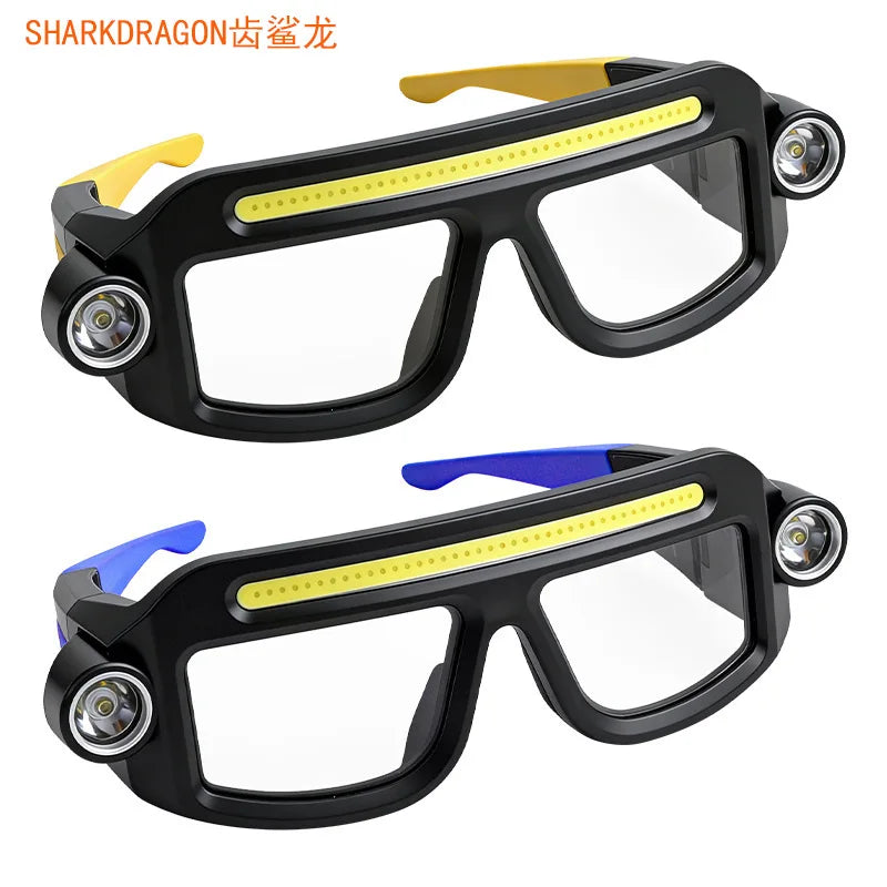 COB LED Glasses Headlamp USB Rechargeable 5 Modes Lightweight 90g Waterproof Head Light for Fishing Cycling Camping Repair Work
