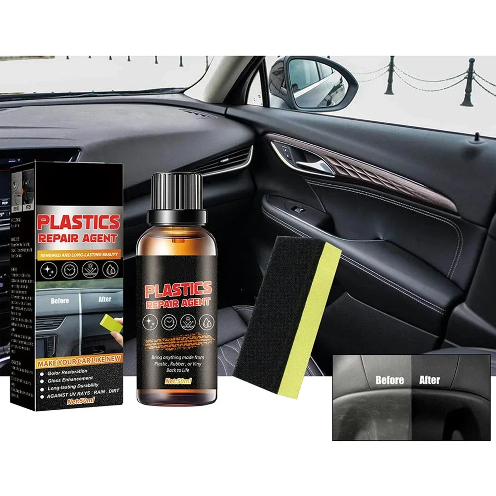 50ML Automotive Plastic Renovation Agent Car Interior Leather Decontamination Polishing Cleaning Renovation Maintenance Agent