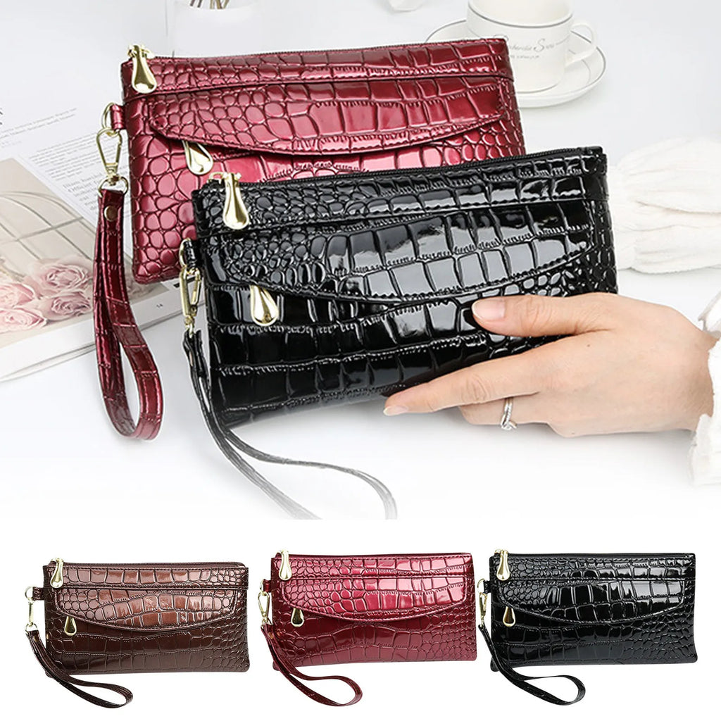 Fashion Shiny PU Leather Handbag Women Large Capacity Crossbody Bag PUrse Fashionable Elegant Evening Bag