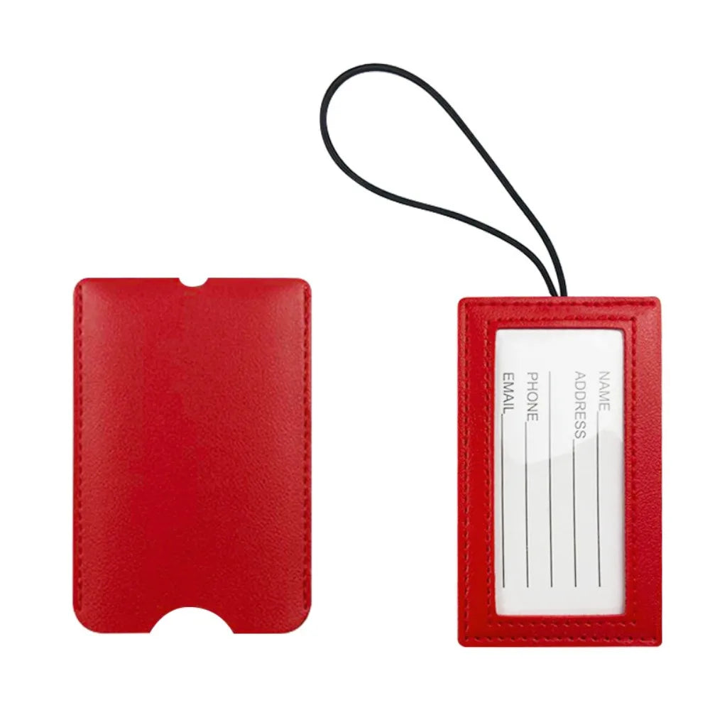 PU Leather Pull out Luggage Tag Backpack Accessories Red Color Name ID Address Tags Soft Luggage Label Straps Travel Accessories