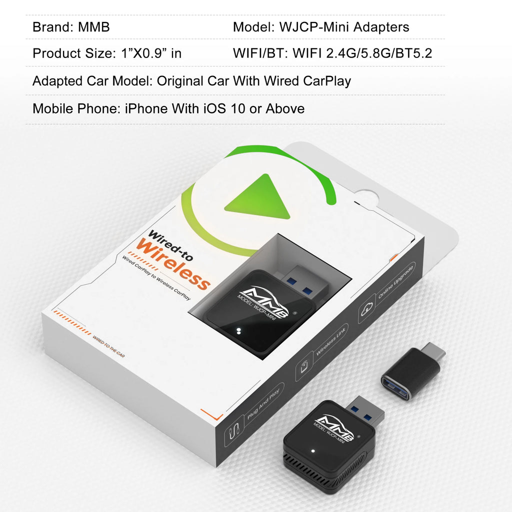 MMB Mini 2in1 Wired to Wireless CarPlay Adapter Android Auto Dongle for VW Haval Audi Kia Porsche Lexus 98% Cars Plug and Play