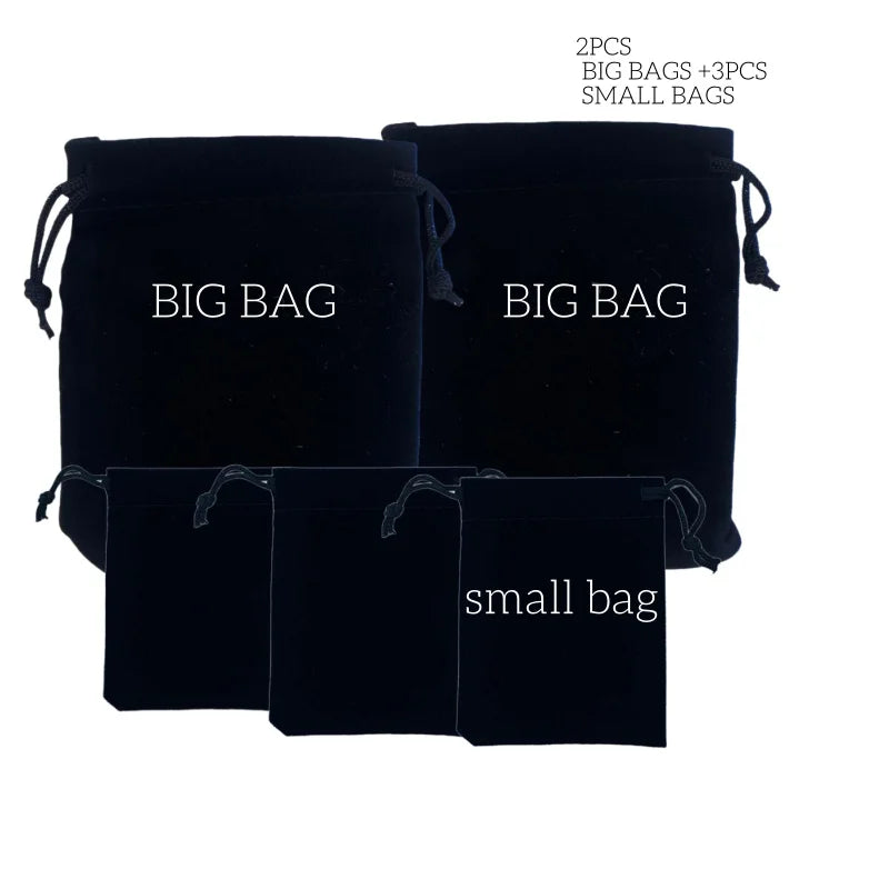 5 PCS Dice Bag pouch  Flannelette Small Big Black Drawstring Dice Bag For Collecting DND Dice