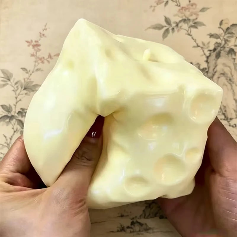 1Pc Jumbo Cheese Cube Stress Ball Big Cheese Shapeable Squeeze Ball Non-Bounce Fidget Toy ASMR Sensory Anti-Stress Festival Gift