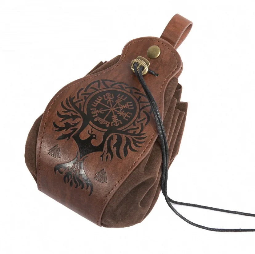 Genuine Leather DND Dice Bag Tray - Cute Drawstring Pouch RPG D&D Roleplaying Coin Purse Gift Ideas STZ04
