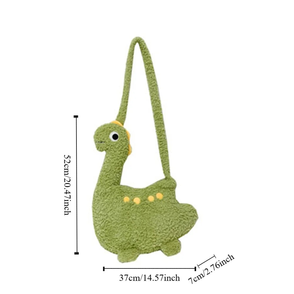 Casual Zipper Long Neck Dinosaur Bag Solid Color Large Capacity Cartoon Crossbody Bag Shoulder Bags Streetwear