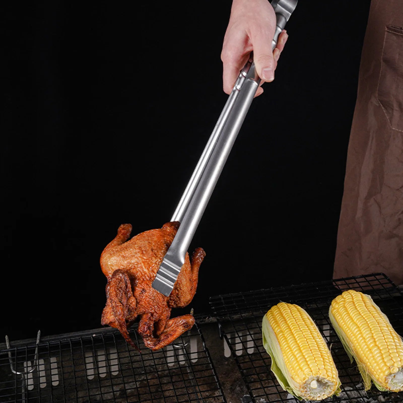 Sausage Turning Tongs Bbq Stainless Steel Bbq Tongs Long Handle Grill Tongs Metal Barbecue Hot Dog Flipping Clip Multipurpose