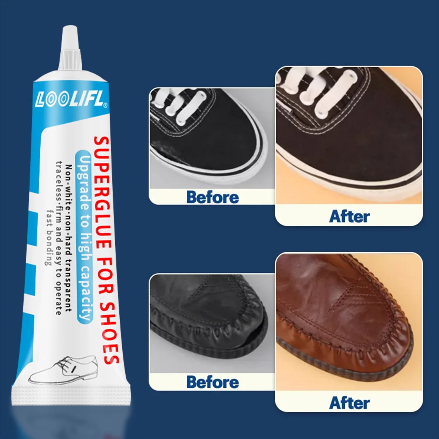 Loolifl, 60ml Strong Universal Shoe Glue Professional Repair Sports Shoes/Boots/Leather Cracks, Safe and Stable