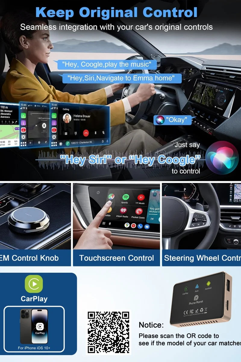 8G+64G CarlinKit CarPlay AI Box Android 13.0 Wireless CarPlay Adapter 2.4+5G GPS FOTA For Netflix YouTube Play Store