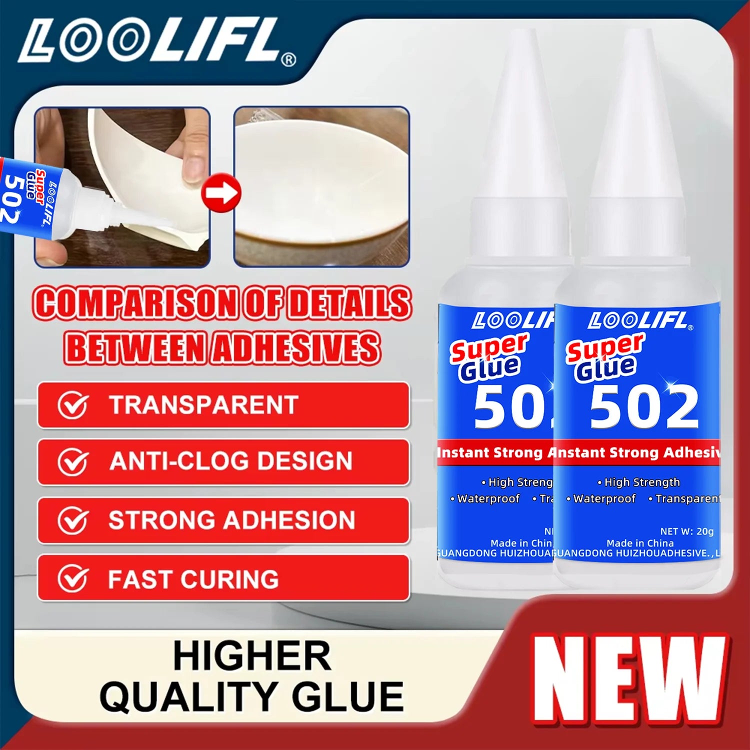 1-8Pcs 502 Strong Glue, Cyanoacrylate Glue, 10 Seconds Bonding, Suitable for Wood, Plastic, Ceramics, Metal, All-Round Bonding Tools