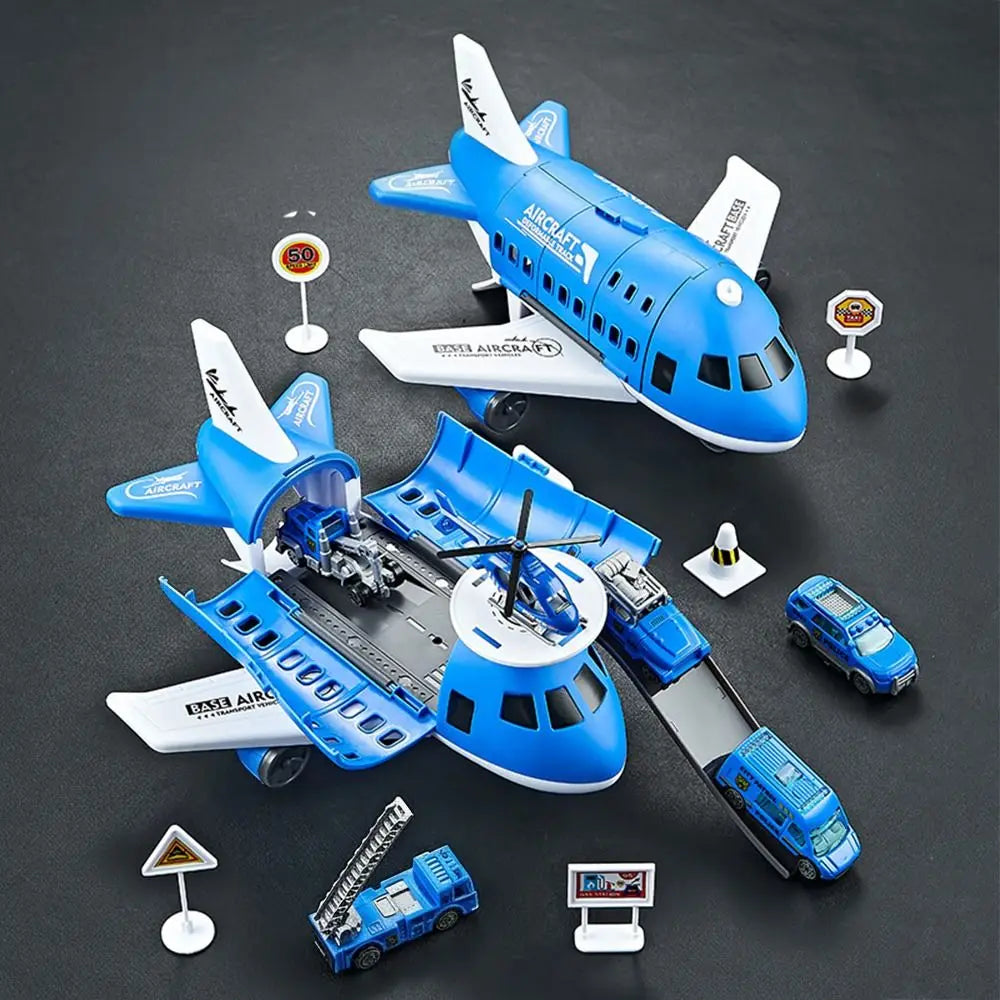 Creative Red Blue Inertia Rail Airplane Deformable Track Plastic Simulation Aircraft Model Random Car Helicopter Track