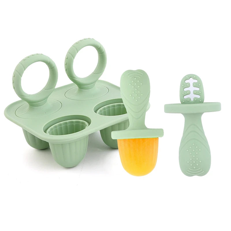 4/6 Cavity New Baby Teething Ice Cream Stick Mold Perfect for Freezing Milk Homemade Popsicles Summer Kitchen DIY Ice Cream Mold