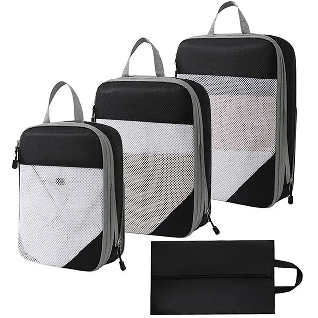 4pcs/set Portable Travel Packing Bag Thickened Waterproof Clothes Compression Storage Bag Shoes Clothes Travel Bags Packing Cube