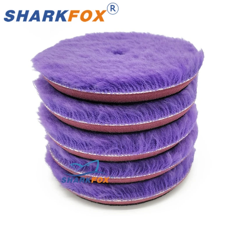 Sharkfox Car Polishing Pad Wool Buffing Pads Waxing Polishing Disc Cleaning Scratch Removal Tool 5/6 Inch Self-Adhesive