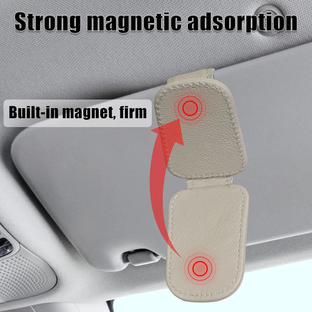 Sunglasses Holder Is Suitable for Car Sunshades Magnetic Leather Sunglasses Clip and Ticket Clip Car Sunshade Accessories