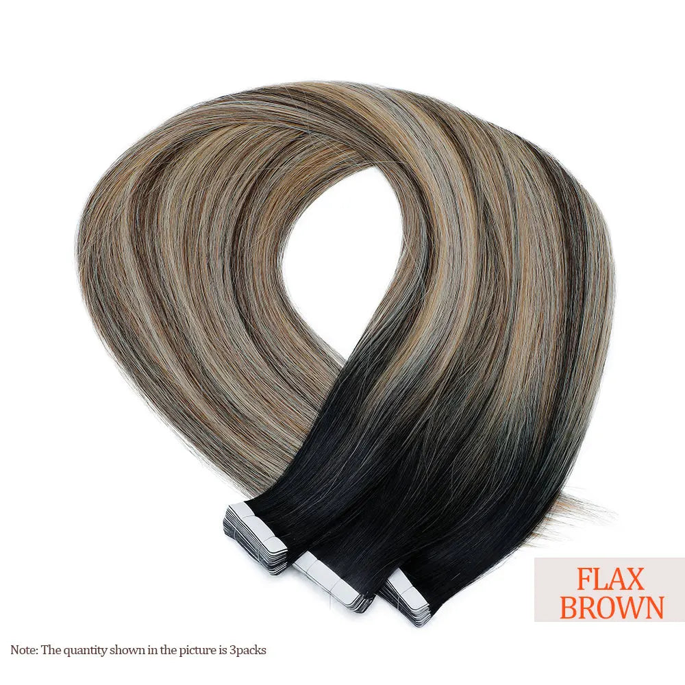 26" Straight Tape In Hair Extensions 20pcs 50 Grams Heat Resistant Fiber Colored Tape In Hair Double Sided Adhesives Hair