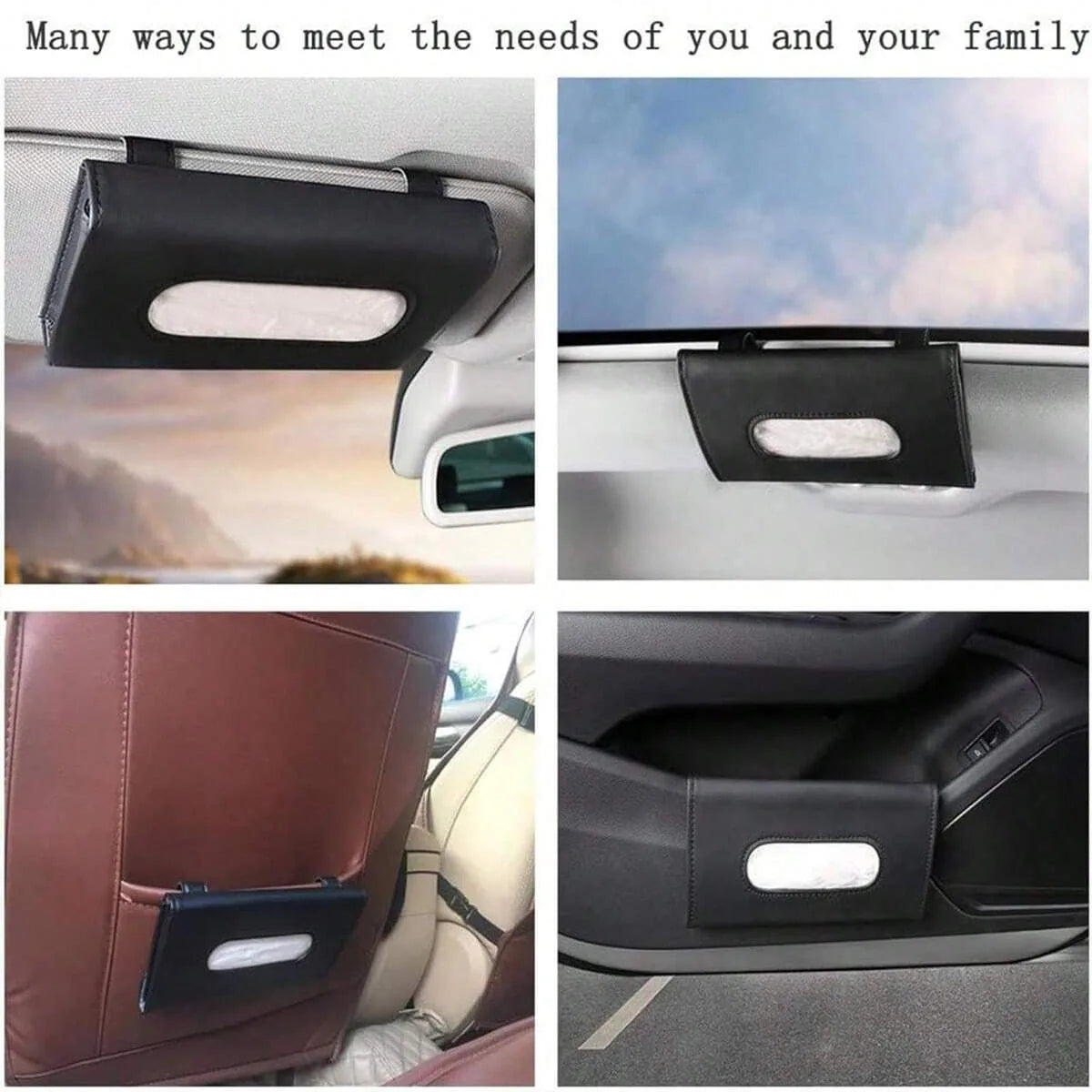 Car Visor Tissue Holder, PU Leather Car Hanging Tissue Box, General Car Interior Accessories for Most Cars
