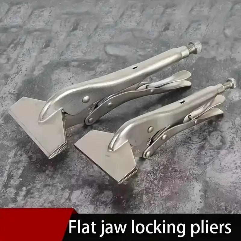 1pc 8-Inch Locking Vice Grip Pliers Adjustable Welding Clamp Ergonomic Handle Carbon Steel Flat Nose Manual Tool for Woodworking