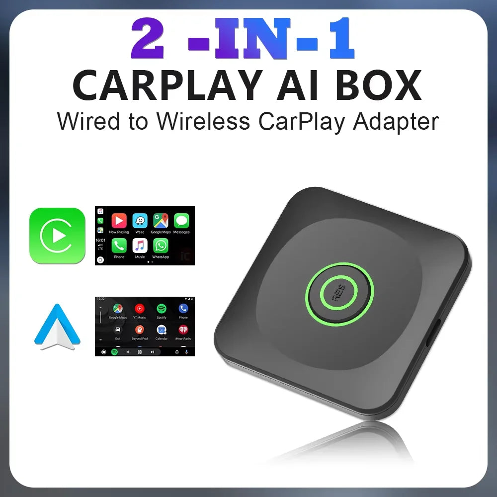 2in1 Wireless CarPlay Dongle Wireless Android Auto Adapter AI Smart Box Car Intelligent Systems For Car With Wired CarPlay