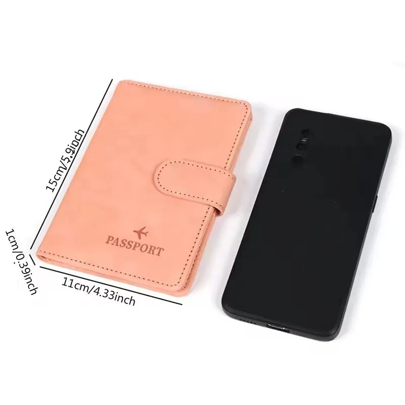 Leather Passport Holder Covers Case Waterproof Travel Credit Card Wallet Cute Passport Book for Women/Men Buckle Passport Cover
