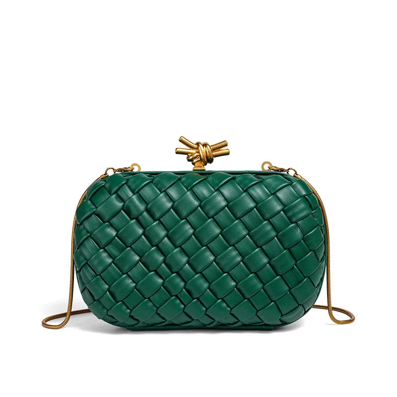 Handwoven Clutch Evening Bag for Women Structured Purse for Wedding Party Date Night Crossbody Bucket Hobo Shoulder Bag Handbag