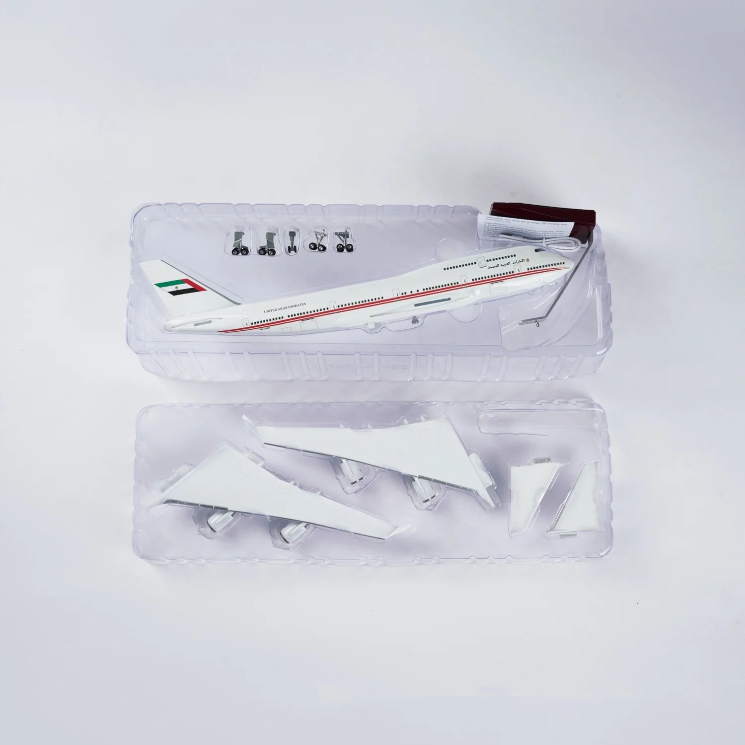 47cm Airplane Model B747 Emirates President Airways Resin Plane 1:150 Scale Aircraft Diecast With Wooden Base Adults Collection