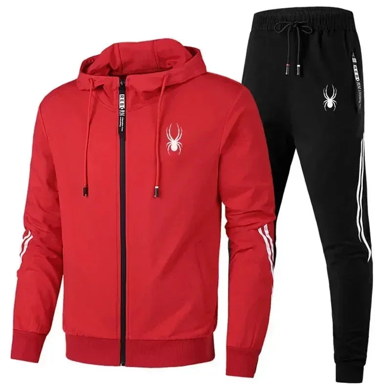 Spring /Autumn Running Breathable and Fashionable Fitness Set for Men a Two-piece Casual Zipper Jacket and Sport Pants Outerwear