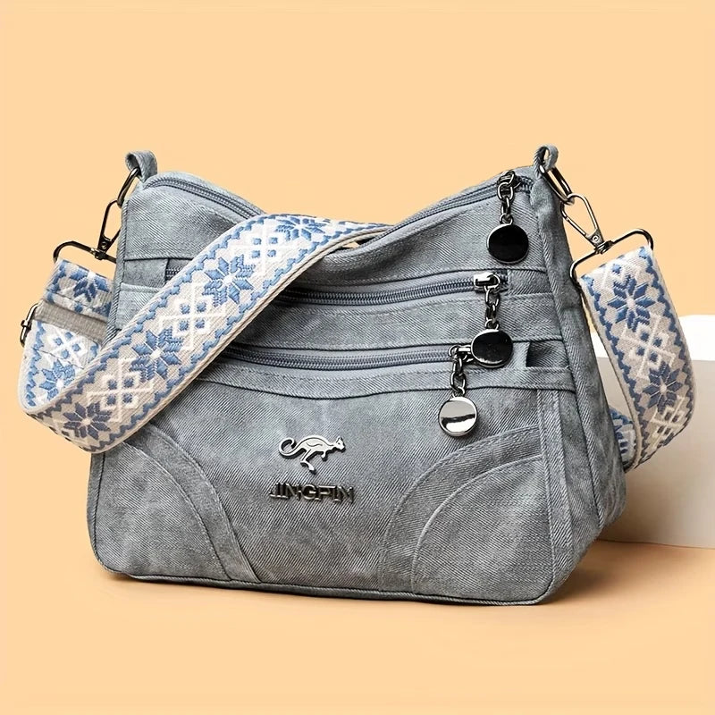 Everyday Versatile Rider Distressed Leather Crossbody Bag Spacious Capacity, Soft Sling for Motorcycle Weekend Short Trips
